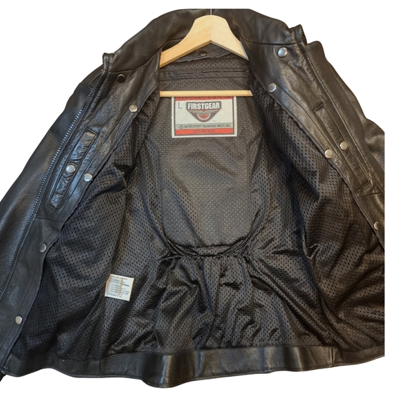 First Gear Womens Heavy Duty Vented Padded Leather Motorcycle Jacket - Picture 7 of 13